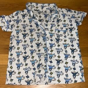 roller rabbit pajamas size xxs christmas blue monkeys